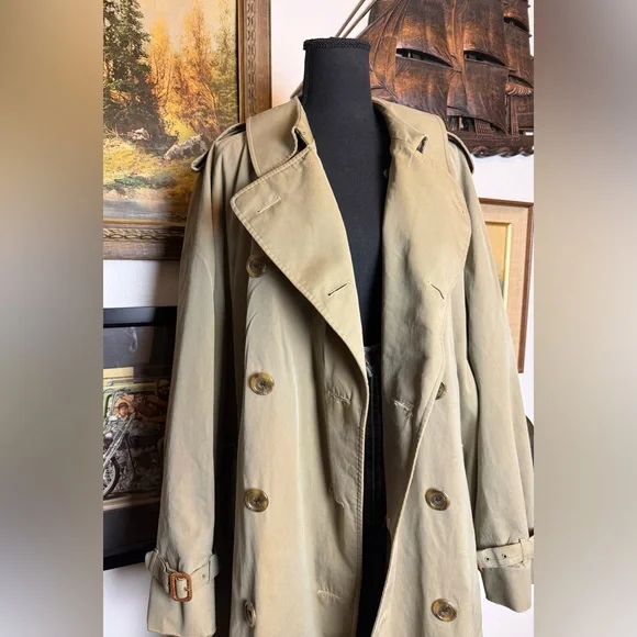 Vintage AQUASCUTUM "Aqua 5" Made in England Classic Trench Coat Men's XL - Picture 3 of 12